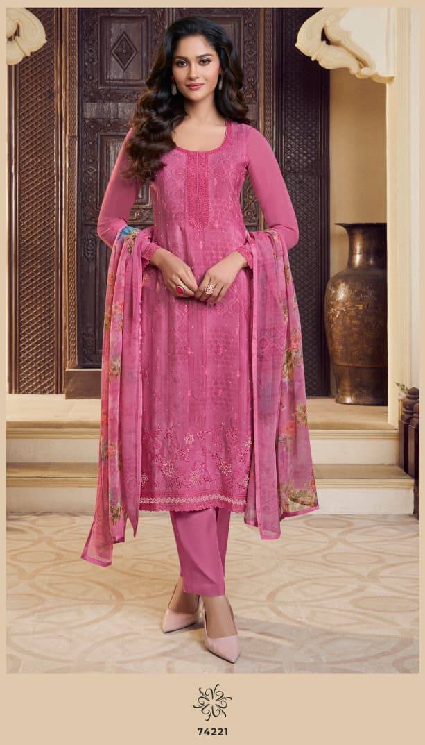 SILKINA-ROYAL CREPE 48 by  VINAY FASHION 74221 to 74228 series Pakistani Suits Colorful casual Wear Digital printed Dresses At Wholesale